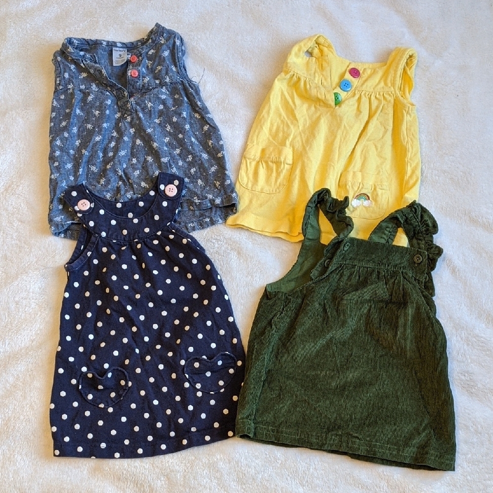Lot of 4 Carter's baby girl dresses / tops size 9
